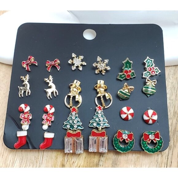 unbranded Jewelry - Christmas Earrings Post Back 12 Pairs